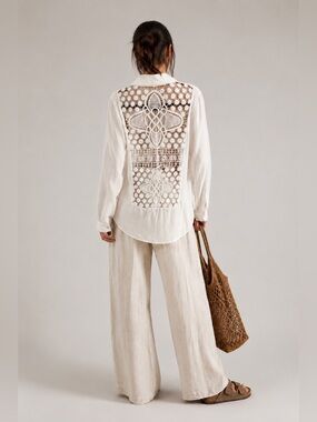 🤍 Solitaire Swim White Crochet Lace Cover-Up Tunic | Size L | Like New 🤍